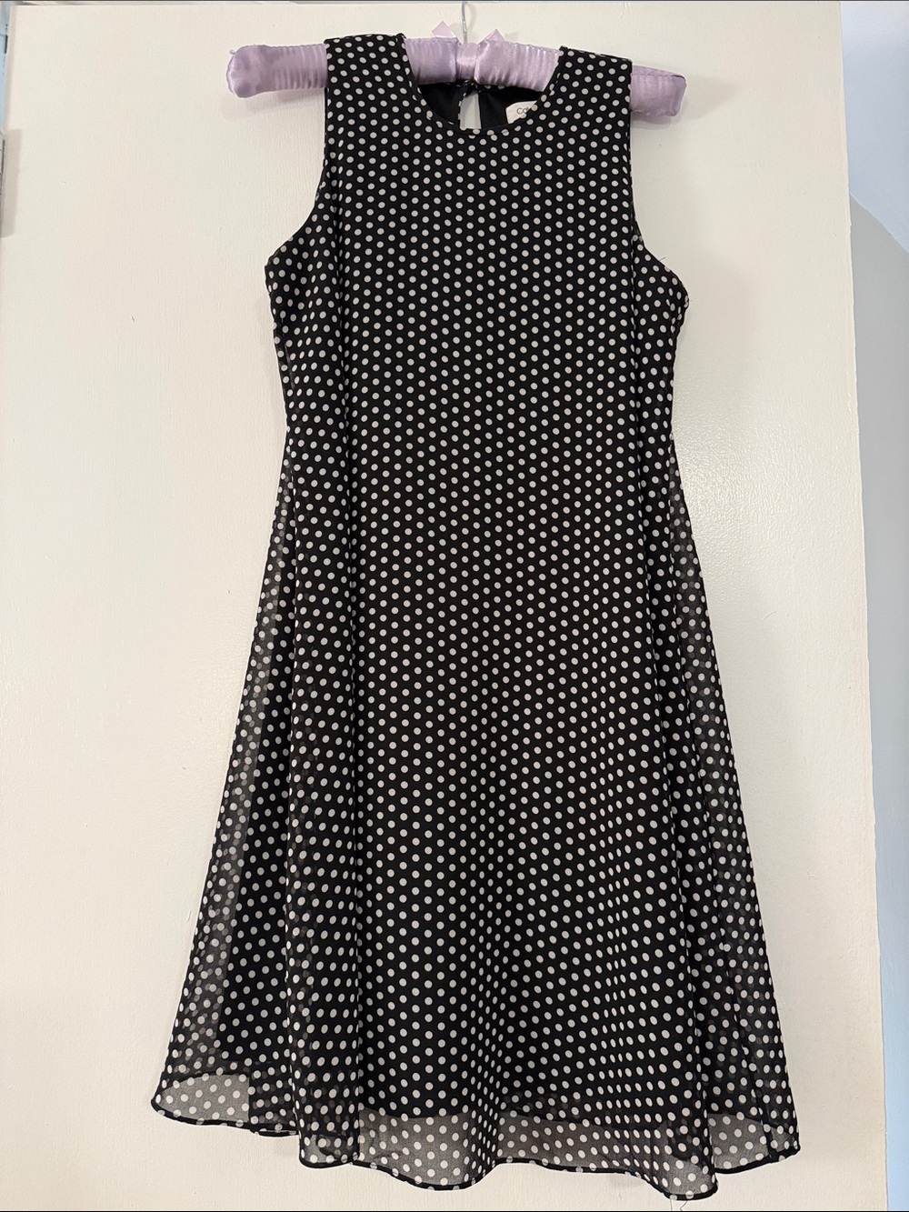 Calvin Klein Black Dress with White Polka Dots